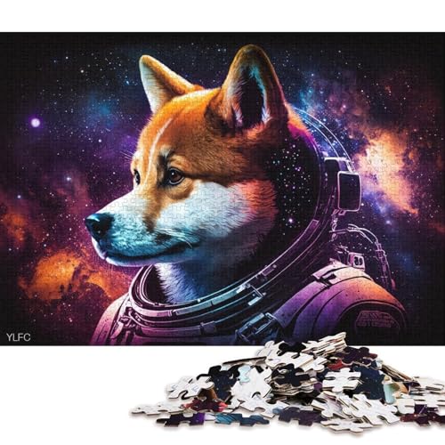 für Erwachsene 1000-Teile Puzzle-Geschenke Galaxie-Astronaut Shiba Inu Puzzles für Erwachsene Kartonpuzzles Lernspielzeug (Größe 38 * 26 cm) von LiJianXXXB