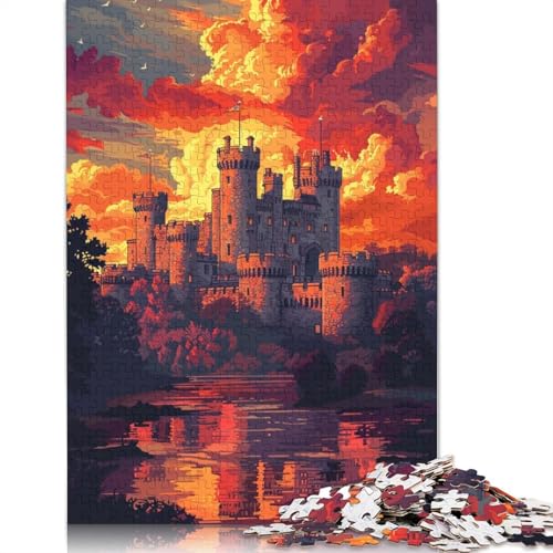 für Erwachsene 1000-teiliges Puzzle, buntes Warwick Castle-Puzzle für Erwachsene, schwierige und anspruchsvolle Papppuzzles, 38 x 26 cm von LiJianXXXB