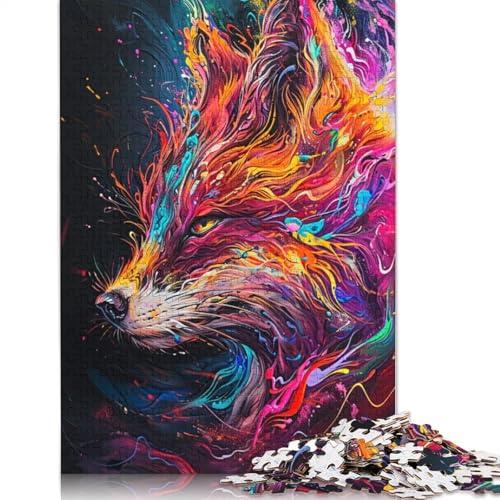 für Erwachsene 1000-teiliges Puzzle Art Bunter Fuchs Puzzle für Erwachsene Kartonpuzzle Schwierig und herausfordernd 38x26cm von LiJianXXXB