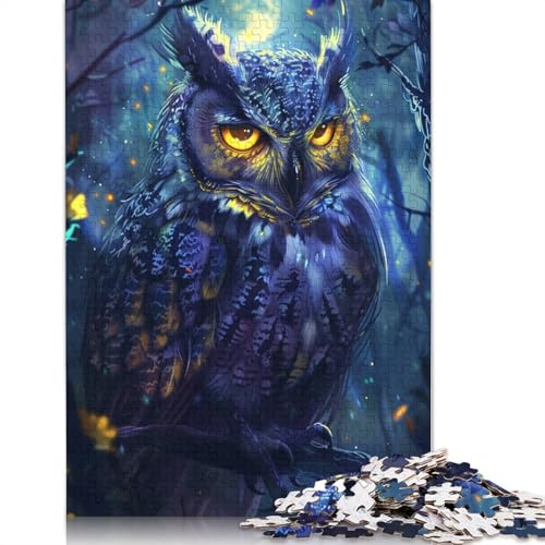 für Erwachsene 1000-teiliges Puzzle Bunte Eulen Puzzle für Erwachsene Kartonpuzzle Schwierig und herausfordernd 38x26cm von LiJianXXXB