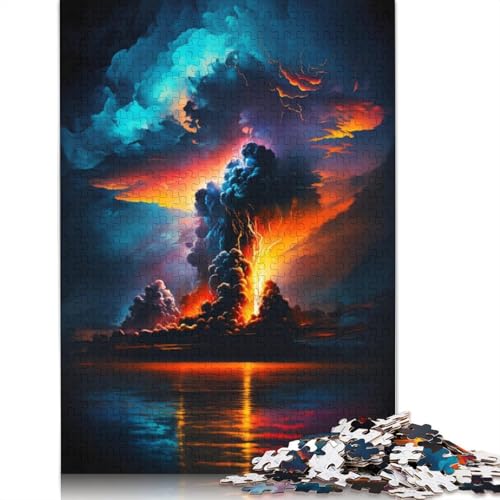 für Erwachsene 1000-teiliges Puzzle Bunte psychedelische Vulkane Puzzles Papppuzzles Lernspielzeug 38x26cm von LiJianXXXB