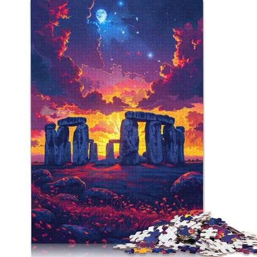 für Erwachsene 1000-teiliges Puzzle Buntes Stonehenge-Puzzle Papppuzzle Lernspielzeug 38x26cm von LiJianXXXB