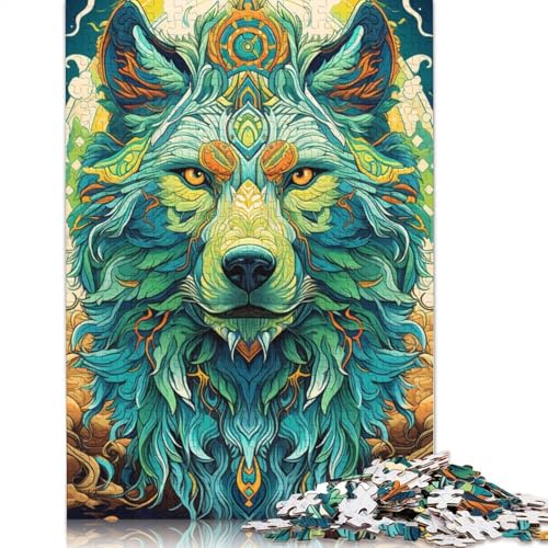 für Erwachsene 1000-teiliges Puzzle Grüner Wolf Puzzles Papppuzzles Lernspielzeug 38x26cm von LiJianXXXB