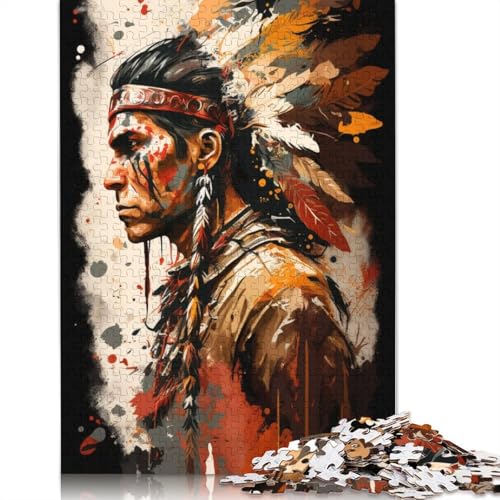 für Erwachsene 1000-teiliges Puzzle Indianer-Krieger-Puzzles Papppuzzles Lernspielzeug 38x26cm von LiJianXXXB