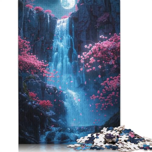 für Erwachsene 1000-teiliges Puzzle Kirschblüten-Wasserfall-Puzzles Kartonpuzzles Lernspielzeug 38x26cm von LiJianXXXB