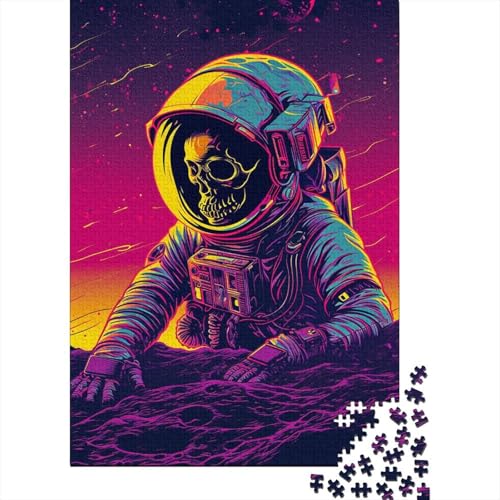 für Erwachsene 1000-teiliges Skelett-Astronauten-Puzzle, Holzbrett-Puzzle, Puzzle für Kinder, Geschenke, Größe: 75 x 50 cm von LiJianXXXB