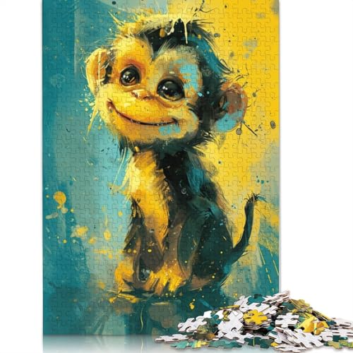 für Erwachsene 1000-teiliges süßes kleines gelbes AFFEN-Puzzle für Kinder, Kartonpuzzle, dekomprimierendes geistiges Lernspielzeug, 38 x 26 cm von LiJianXXXB