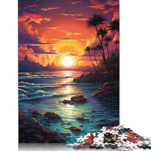 für Erwachsene Puzzle,farbenfrohes und fantastisches Sonnenuntergangs-Strand-Puzzle,1000 Teile für Erwachsene,Kartonpuzzle für Erwachsene und Kinder ab 12 Jahren,Puzzle,Denkspiel,Größe 38 x 26 cm von LiJianXXXB