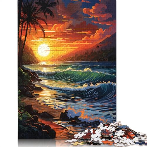 für Erwachsene Puzzle,farbenfrohes und fantastisches Sonnenuntergangs-Strand-Puzzle,1000 Teile für Erwachsene,Kartonpuzzle für Erwachsene und Kinder ab 12 Jahren,Puzzle,Denkspiel,Größe 38 x 26 cm von LiJianXXXB