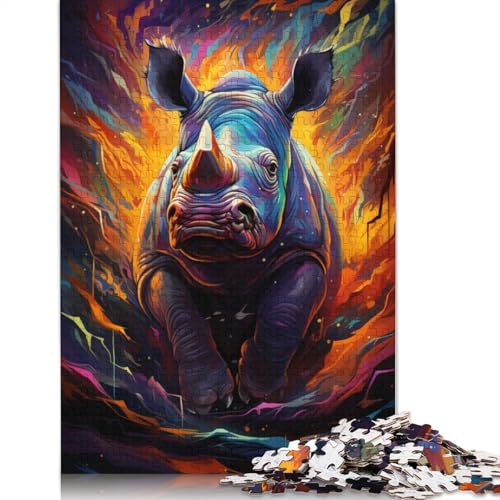 für Erwachsene Puzzle Bunte Psychedelia von Galactic Rhino Puzzle 1000 Teile für Erwachsene Kartonpuzzle für Erwachsene und Kinder ab 12 Jahren Puzzle Denkspiel Größe 38x26cm von LiJianXXXB