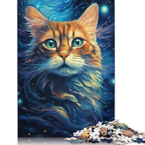 für Erwachsene Puzzle Buntes psychedelisches Katzenpuzzle 1000 Teile für Erwachsene Holzpuzzle für Erwachsene und Kinder ab 12 Jahren Puzzle Denkspiel Größe 75x50cm von LiJianXXXB