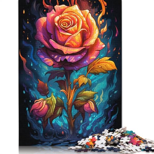 für Erwachsene Puzzle Color Fantasy Rose Puzzle 1000 Teile für Erwachsene Holzpuzzle für Erwachsene und Kinder ab 12 Jahren Puzzle Denkspiel Größe 75x50cm von LiJianXXXB