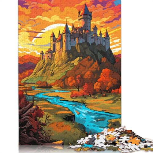 für Erwachsene Puzzle Die farbenfrohe Psychedelia der Burg von Carcassonne 1000 Teile für Erwachsene Kartonpuzzle für Erwachsene und Kinder ab 12 Jahren Puzzle Denkspiel Größe 38 x 26 cm von LiJianXXXB