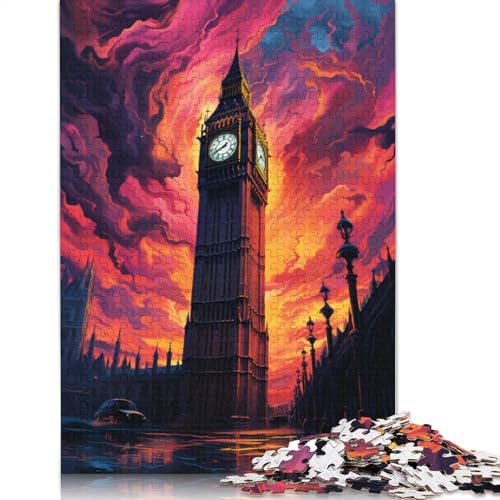 für Erwachsene Puzzle EIN großer Glockenturm über der Stadt Puzzle 1000 Teile für Erwachsene Holzpuzzle für Erwachsene und Kinder ab 12 Jahren Puzzle Denkspiel Größe 75x50cm von LiJianXXXB