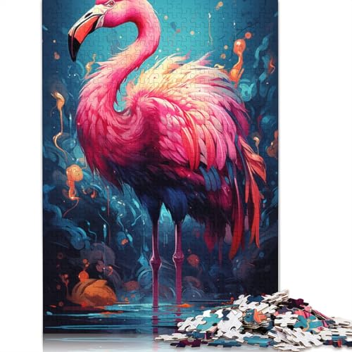 für Erwachsene Puzzle Farbmalerei Flamingo Puzzle 1000 Teile für Erwachsene Holzpuzzle für Erwachsene und Kinder ab 12 Jahren Puzzle Denkspiel Größe 75x50cm von LiJianXXXB