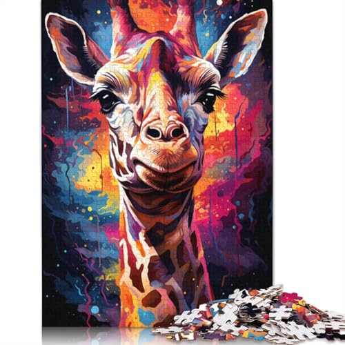 für Erwachsene Puzzle Gemälde Kunst Giraffe Puzzle 1000 Teile für Erwachsene Kartonpuzzle für Erwachsene und Kinder ab 12 Jahren Puzzle Denkspiel Größe 38x26cm von LiJianXXXB