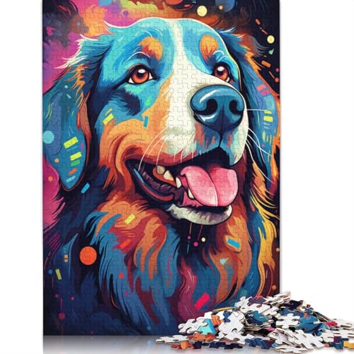 für Erwachsene Puzzle Malerei Bunte Kunst Hund Puzzle 1000 Teile für Erwachsene Holzpuzzle für Erwachsene und Kinder ab 12 Jahren Puzzle Denkspiel Größe 75x50cm von LiJianXXXB