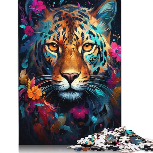 für Erwachsene Puzzle Psychedelische Malerei Bunte Geparden Puzzle 1000 Teile für Erwachsene Holzpuzzle für Erwachsene und Kinder ab 12 Jahren Puzzle Denkspiel Größe 75x50cm von LiJianXXXB