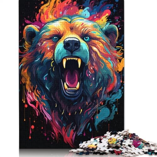 für Erwachsene Puzzle Psychedelischer bunter Bär Puzzle 1000 Teile für Erwachsene Kartonpuzzle für Erwachsene und Kinder ab 12 Jahren Puzzle Denkspiel Größe 38x26cm von LiJianXXXB