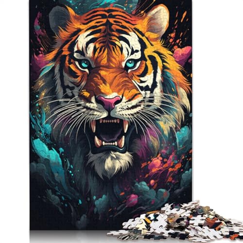 für Erwachsene Puzzle Wildes Gemälde Exotischer Tiger Puzzle 1000 Teile für Erwachsene Kartonpuzzle für Erwachsene und Kinder ab 12 Jahren Puzzle Denkspiel Größe 38x26cm von LiJianXXXB