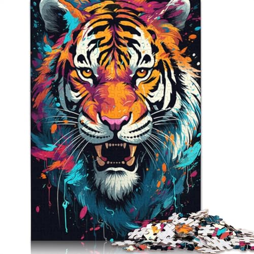 für Erwachsene Puzzle Wildes Gemälde Feuertiger Puzzle 1000 Teile für Erwachsene Holzpuzzle für Erwachsene und Kinder ab 12 Jahren Puzzle Denkspiel Größe 75x50cm von LiJianXXXB