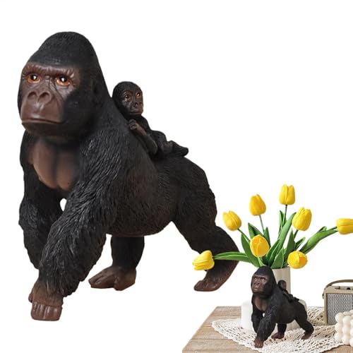 Liakyunf Harz-Gorilla-Dekorationen,Gorilla-Desktop-Ornamente - 6,5-Zoll-Figurenstatuen, Harz-Gorilla-Desktop-Ornamente | Realistische Tierskulptur, Lernspielzeug für Kinder von Liakyunf