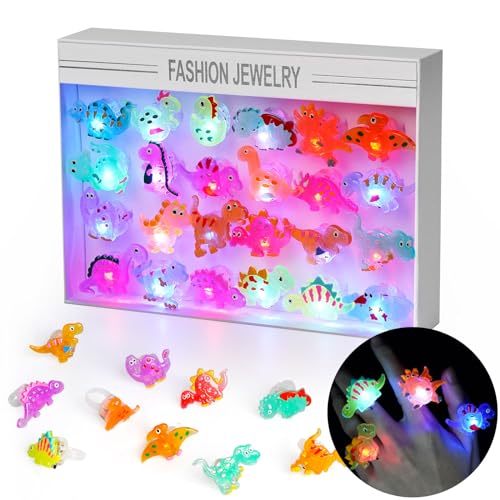 24 Stück LED Fingerlampe, LED Leuchtende Ringe für Kinder, Leuchtringe für Jungen Mädchen, LED Blinkende Ringe für Kindergeburtstag Weihnachten Partyzubehör Geschenke Klassenzimmer Preise von Libershine