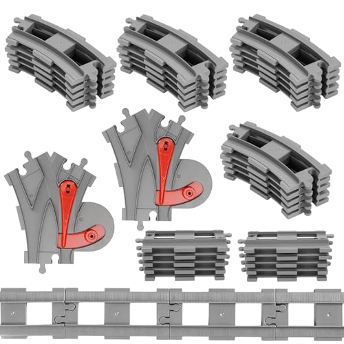 Bausteine Zug Schienen Set, 32PCS Spielzeug Eisenbahnschienen, City Schienen Eisenbahn Set, Bestehend aus Cross Track Gerade, Kurven Schienen, für 3 4 5 Mädchen und Jungen von Libershine