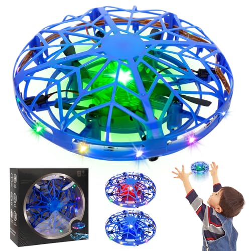 Fliegendes Spielzeug, Mini Drohne Fliegender Ball für Kinder Erwachsene, Infrarot Induktion Handgesteuerter Hover Flying Ball mit LED Lichtern, Drohne Spielzeug Geschenke für Jungen Mädchen, Blau von Libershine