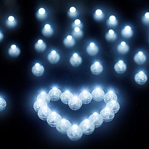 Runde LED Ballons Lichter, 100 Stück Mini LED Ballonlichter, LED Luftballon Lichter, Mini Led Licht für Luftballon Papier Laterne Geburtstag Hochzeit Halloween Weihnachten Party Dekoration, Weiß von Libershine