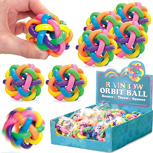 12 Stück Regenbogen-Hüpfbälle, Stressabbau, sensorisches Fiddle Squeeze Atom-Spielzeug, ideal für Kinder und Erwachsene, Partygeschenke von Liberty Imports