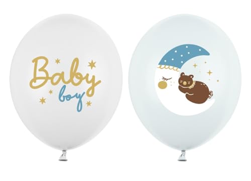 10 Stück Luftballon Baby Boy Baby-Bär auf dem Mond Blau Deko Ballon für Babyparty Geburt Baby Shower Party Luftballon Deko Babyzimmer, Made in EU von Libetui