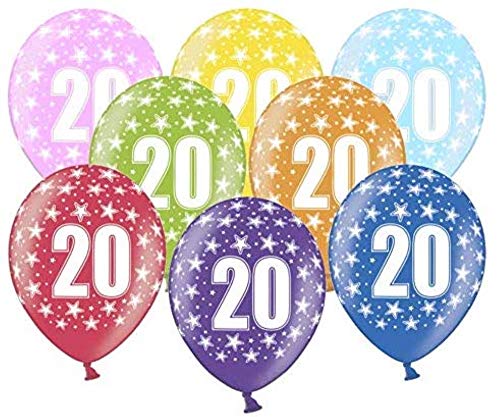 10 kunterbunte Luftballons 20. Geburtstag Ballon 20 Made in EU Metallic 30cm Deko 20 Geburtstag Männer Frauen 20 Jahre Jubiläum Ballons Zahl 20 von Libetui