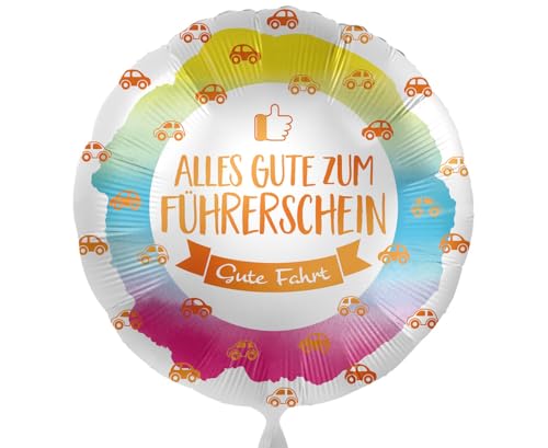 Ballon Führerschein Folienballon zum Führerschein Alles Gute bunter Ballon Geschenk bestandenen Führerschein Führerscheinprüfung Fahrschule Party, Made in EU von Libetui