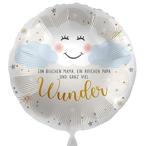 Folienballon Baby 'Ein bisschen Mama, ein bisschen Papa und ganz viel Wunder' Deko Geburtsparty Babyparty Ballon Hallo Baby Dusche Willkommen Baby Luftballon Baby, Helium geeignet, von Libetui