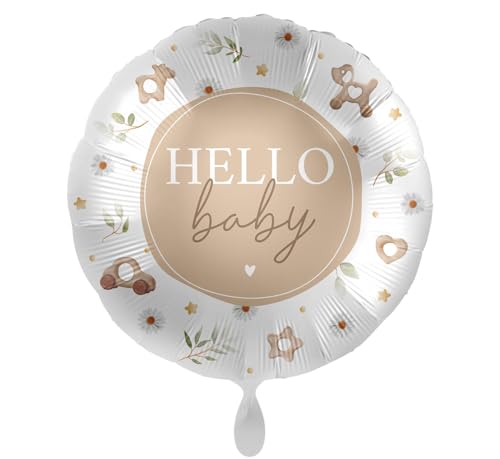 Folienballon Baby 'Hello Baby' Ballon Babyparty Hallo Baby Shower Geburtsparty Luftballon Baby, Made in EU, Helium geeignet, von Libetui