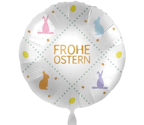 Folienballon Frohe Ostern Fröhlicher Ballon Osterhase Geschenke Kinder Erwachsene Osterdeko Osterfeier, Made in EU & Germany, Helium geeignet von Libetui