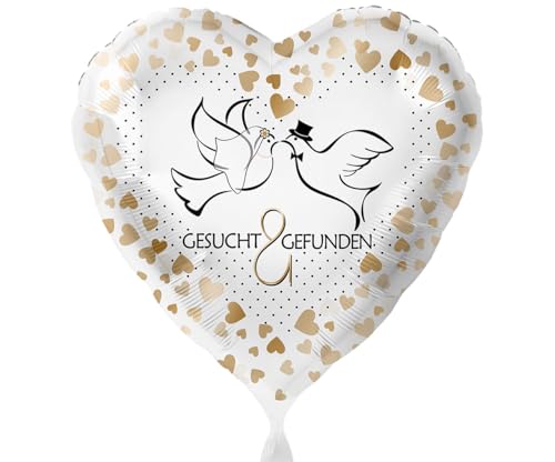 Folienballon GESUCHT & GEFUNDEN | Made in EU | Romantischer Gruß zur Hochzeit, Verlobung, Heiratsantrag Luftballon Geschenk Brautpaar Wedding Ballon Taubenpaar Hochzeitsdeko Folienballon GESUCHT & GEFUNDEN | Made in EU | Romantischer Gruß zur Hochzeit, Verlobung, Heiratsantrag Luftballon Geschenk Brautpaar Wedding Ballon Taubenpaar Hochzeitsdeko von Libetui