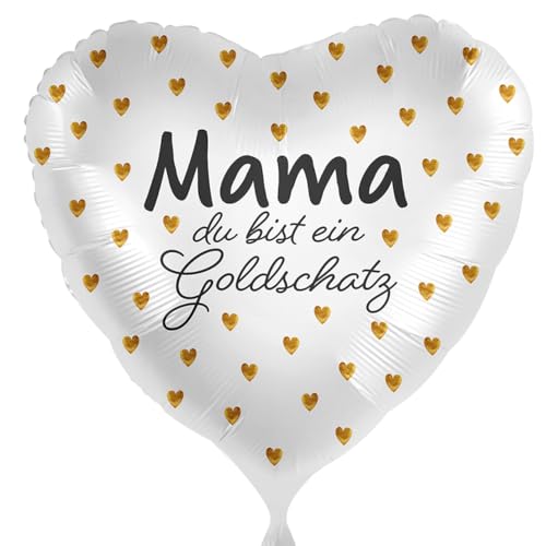 Folienballon Mama - Du bist ein Goldschatz Ballon Muttertag Deko Geschenk Mama Geburtstag Mutter Luftballon Geschenk Mutti, Made in USA & DE, Helium geeignet von Libetui