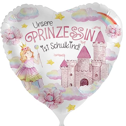 Folienballon Schulkind Prinzessin Luftballon Schulanfang Geschenk Mädchen zur Einschulung Ballon Schulbeginn Schulstart - Helium geeignet von Libetui