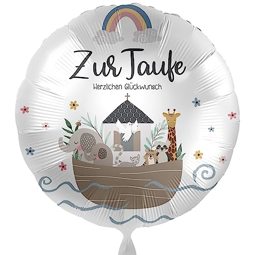 Folienballon Zur Taufe Herzlichen Glückwunsch Ballon Taufe Dekoration Tauffeier Luftballon Taufe Motiv Arche Noah, ungefüllt, Helium geeignet von Libetui