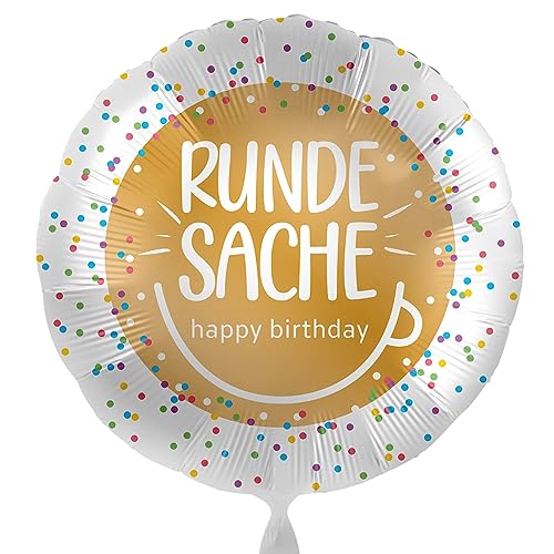 Fröhlicher Ballon zum runden Geburtstag 'Runde Sache' Deko Geburtstag Mann Frau Luftballon Happy Birthday, Made in EU von Libetui