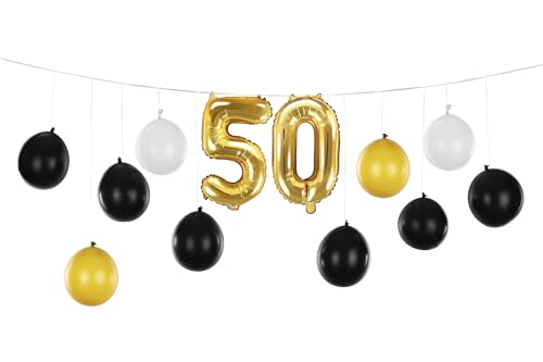 Girlande Ballon 50 Luftballons 50. Geburtstag Folienballon 50 Ballongirlande Gold Deko Geburtstag 50 Goldhochzeit Gold, Schwarz, Weiß, 3 DIY Varianten von Libetui