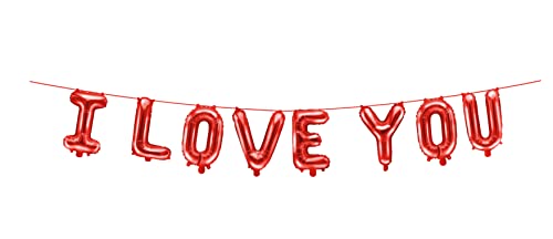 Girlande Ballons I Love You Folienballon Valentine Banner Deko Valentinstag Dekoration Hochzeitstag Heiratsantrag Liebeserklärung von Libetui