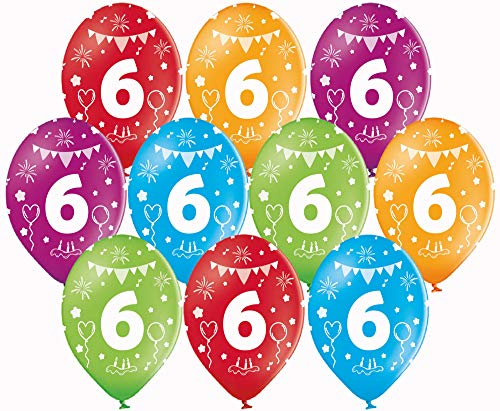 10 bunte Luftballons 6. Geburtstag Made in EU Luftballon Deko 6 Geburtstag Mädchen Junge Ballon 6 Luftballons Zahl 6, Helium geeignet, Größe 32cm 10 bunte Luftballons 6. Geburtstag Made in EU Luftballon Deko 6 Geburtstag Mädchen Junge Ballon 6 Luftballons Zahl 6, Helium geeignet, Größe 32cm von Libetui
