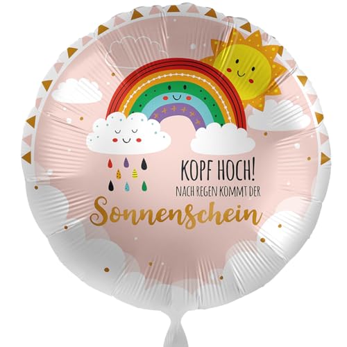 Motivation Folienballon ' Kopf hoch – Nach Regen kommt der Sonnenschein ' Ballon Motivation, Trost, Genesung Geschenk Freunde Kinder Bekannte, Helium geeignet, Made in EU von Libetui