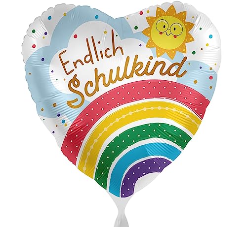 Süßer Folienballon Endlich Schulkind Ballon zum Schulanfang Geschenk zur Einschulung Luftballon 1. Klasse Ballon Made in Germany & USA - Helium geeignet von Libetui