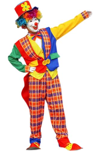 Licus Clown Kostüm Erwachsene für Herren Clown Dress Up Set für Karneval Rollenspiel Cosplay Bühnenshow Party (Clown, 4XL) von Licus