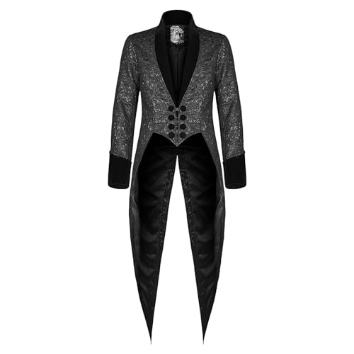 Black Friday Angebote 2024 Ab Wann, Frack Herren Kostüm Gothic Steampunk Frack Faschingskostüme Viktorianischen Jacke Mittelalter Karnevalskostüme Langarm Mantel Gehrock Kostüm Renaissance Uniform von Lidssacde