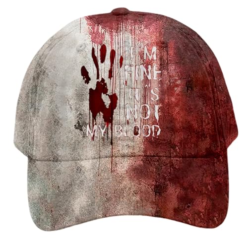 Lidssacde Halloween Baseball Caps Unisex - Problem Gelöst, I'm Ok It's Not My Blood Cap Herren Damen Blutspritzer Muster Horror Hat Halloween Kopfbedeckung Gruselig Erwachsene Lidssacde Halloween Baseball Caps Unisex - Problem Gelöst, I'm Ok It's Not My Blood Cap Herren Damen Blutspritzer Muster Horror Hat Halloween Kopfbedeckung Gruselig Erwachsene von Lidssacde